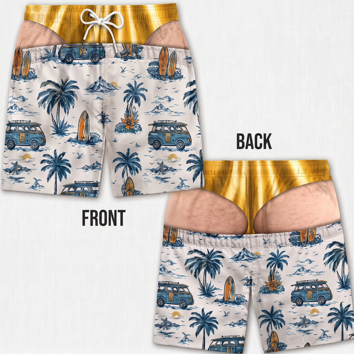 Cheeky Trunks Leopard USA at the beach
