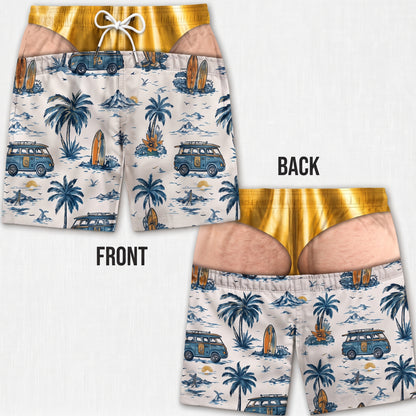 Cheeky Trunks Leopard USA at the beach