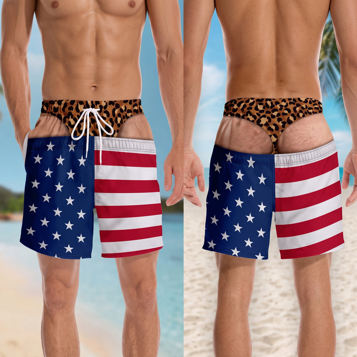 Cheeky Trunks Golden Aloha front and back